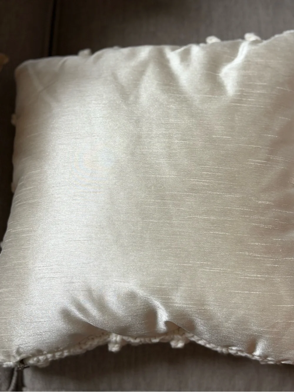 Knit Bobble Throw Pillow Set in Cream